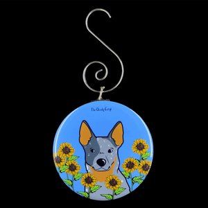 Cattle Dog Blue Heeler Sunflower Floral Ornament